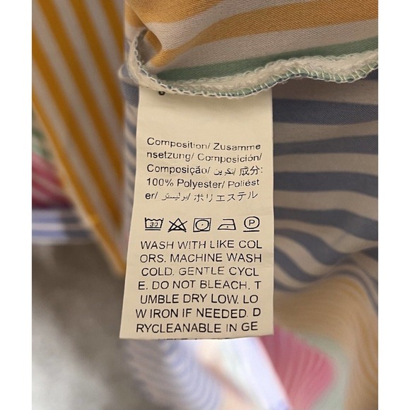 Greathe Short Sleeve Cuffed Striped Button Up Shirt Top Womens Size Medium - Picture 4 of 10